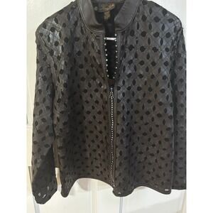 Kanar Genuine  Turkey Leather Women's Jewel Zip Up Large *Unique!